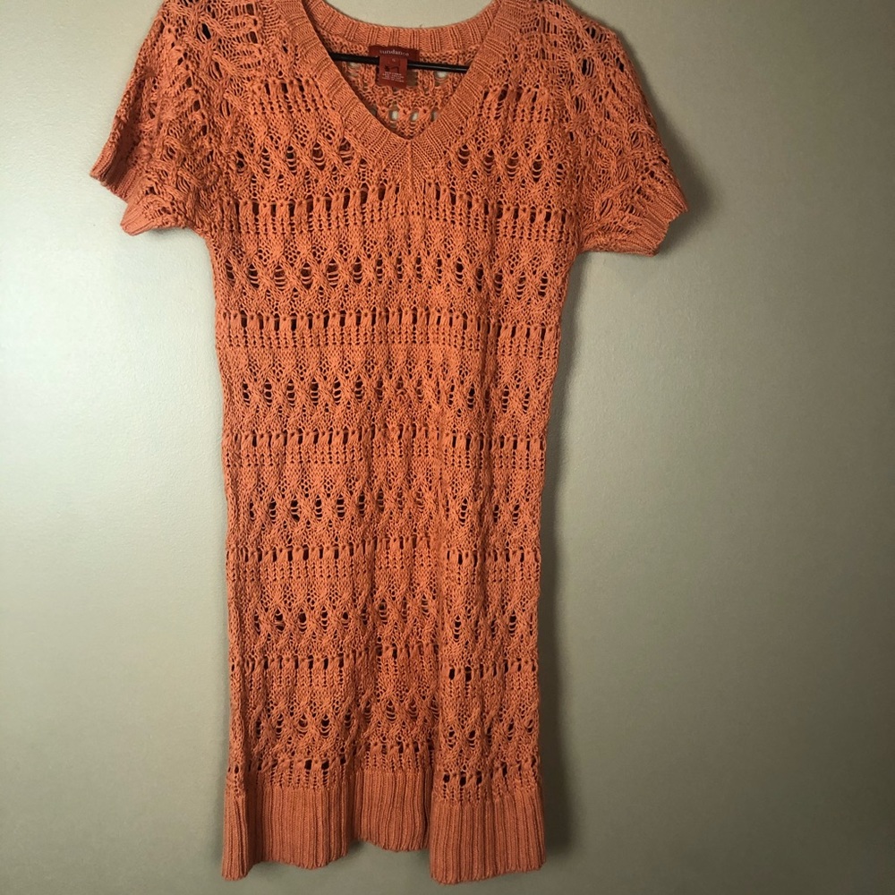 Sundance Orange Knit Size Small Shirt Mini Dress